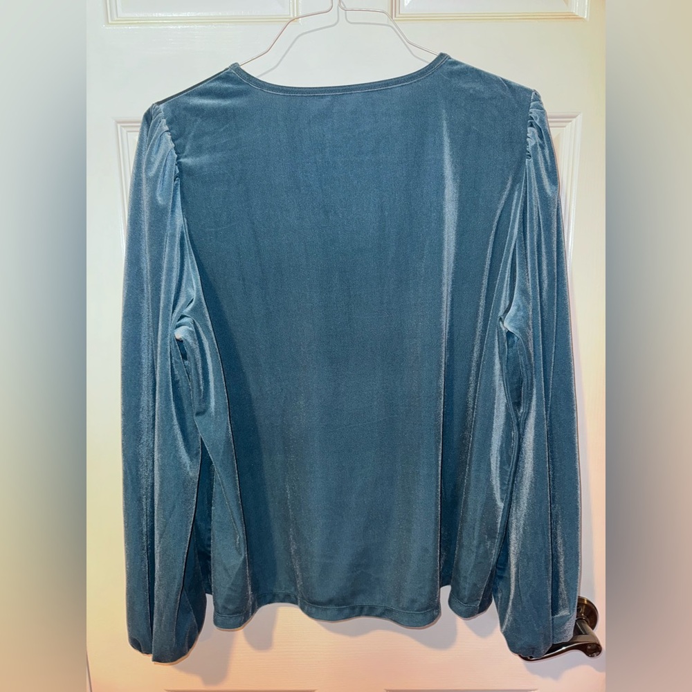 LOFT Teal Velvet Women's Blouse - Picture 3 of 6